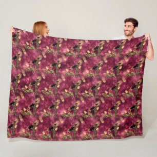 Burgundy and Gold Leopard Series Design 10 Fleece Blanket