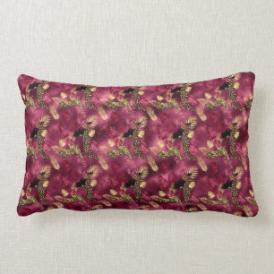 Burgundy and Gold Leopard Series Design 10 Lumbar Pillow