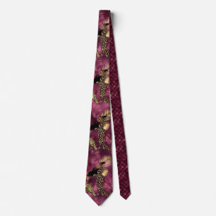 Burgundy and Gold Leopard Series Design 10 Tie