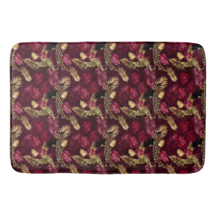 Burgundy and Gold Leopard Series Design 12 Bath Mat