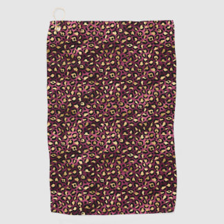 Burgundy and Gold Leopard Series Design 1 Golf Towel