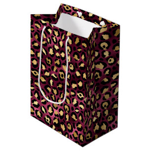 Burgundy and Gold Leopard Series Design 1 Medium Gift Bag