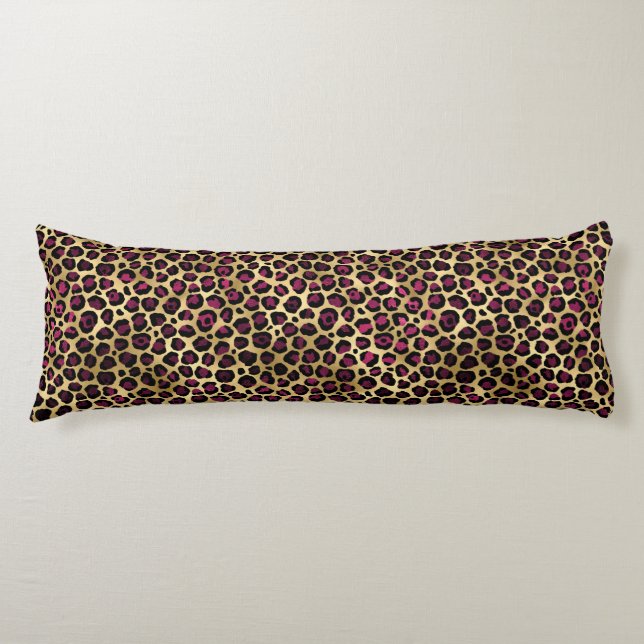 Burgundy and Gold Leopard Series Design 2 Body Pillow (Front)