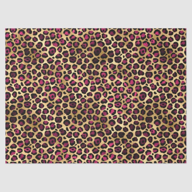 Burgundy and Gold Leopard Series Design 2 Tissue Paper (Front)