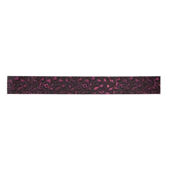 Burgundy and Gold Leopard Series Design 3 Satin Ribbon (Front)