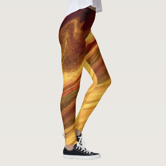 Burgundy and Gold Marble Leggings (Right)