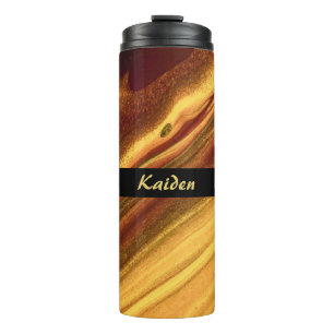 Burgundy and Gold Marble Thermal Tumbler