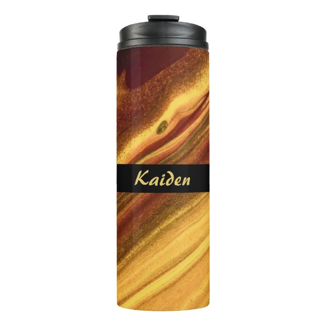 Burgundy and Gold Marble Thermal Tumbler (Front)