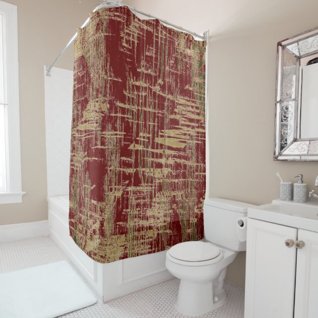 Burgundy and Gold Modern Art (In Situ)