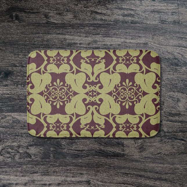 Burgundy And Gold Modern Elegant Bath Mat (Creator Uploaded)