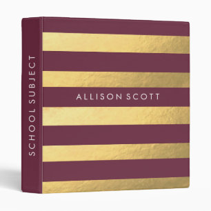 Burgundy And Gold Personalized Binder