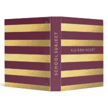 Burgundy And Gold Personalized Binder