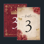 Burgundy and Gold Rose Wedding Table Number Cards<br><div class="desc">Change the number, then add each individual card to your cart until you have all the numbers you need. Using this unique, rustic parchment DIY template, it is simple to create your own elegant table cards for your burgundy and gold party theme. The beautiful, vintage fairy tale design with art...</div>