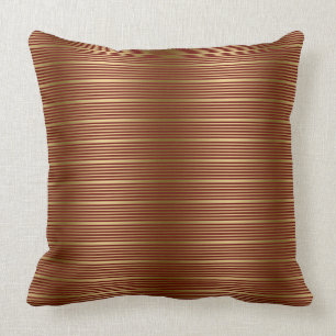 Burgundy And Gold Stripes Pattern Throw Pillow