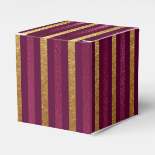 Burgundy and Gold Vintage Glam Faux Foil Stripes Favor Box
