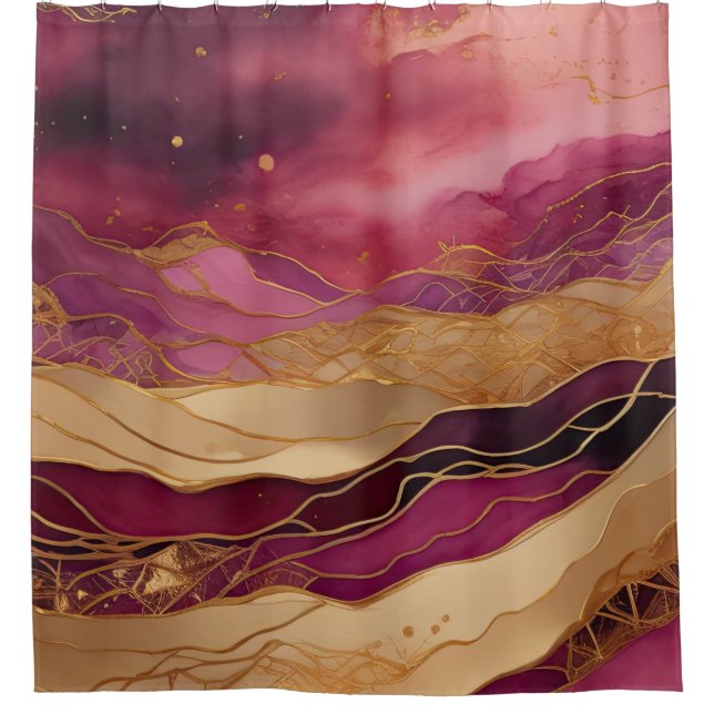 Burgundy and Gold Watercolor Abstract Landscape (Front)