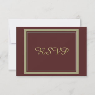 Burgundy and Gold Wedding RSVP Card