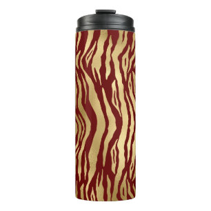 Burgundy and Gold Wild Animal Print Thermal Tumbler