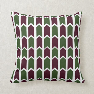 Burgundy and Green Panel Fence Throw Pillow
