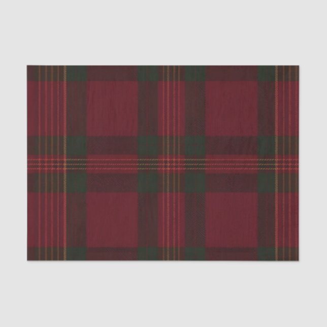 Burgundy and Green Plaid Tissue Paper (Front)