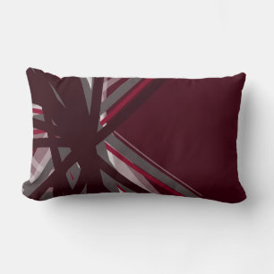 Burgundy and Grey Artistic Abstract Design Lumbar Pillow