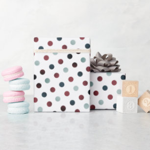 Burgundy and Grey Blue Polka Dot Pattern Wrapping Paper