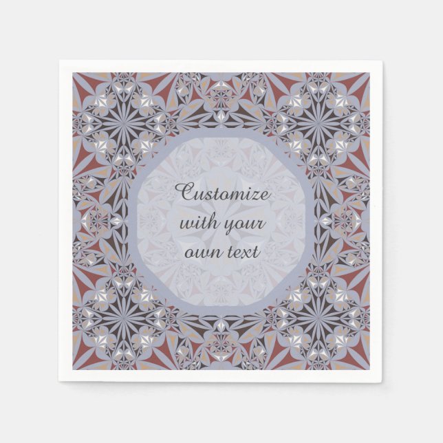 Burgundy and Grey Elegant Custom Text Napkin (Front)