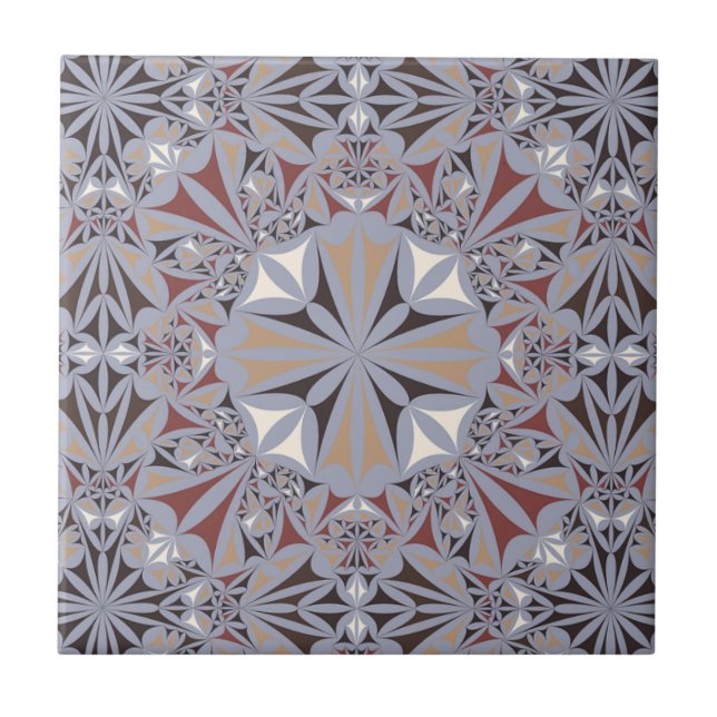 Burgundy and Grey Elegant Pattern Tile (Front)