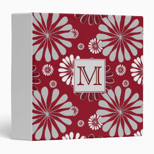 Burgundy and Grey Floral Monogram Binder