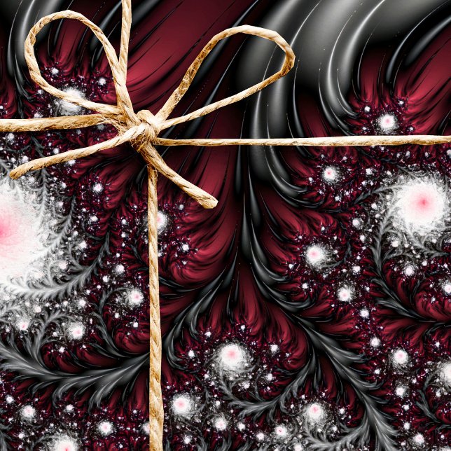 Burgundy and Grey Fractals Mesmerizing Cool Trippy Wrapping Paper (Creator Uploaded)