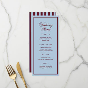 Burgundy and Ice Blue old money wedding Menu