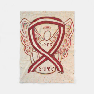 Burgundy and Ivory Awareness Angel Hope Blankets