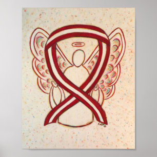 Burgundy and Ivory Awareness Ribbon Angel Posters