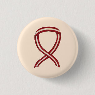 Burgundy and Ivory Awareness Ribbon Pin Buttons