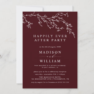Burgundy and Ivory Botanical Elegant Elopement Invitation