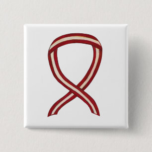 Burgundy and Ivory Ribbon Awareness Custom Pin