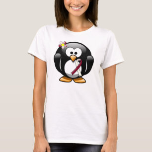 Burgundy and Ivory Ribbon Penguin T-Shirt