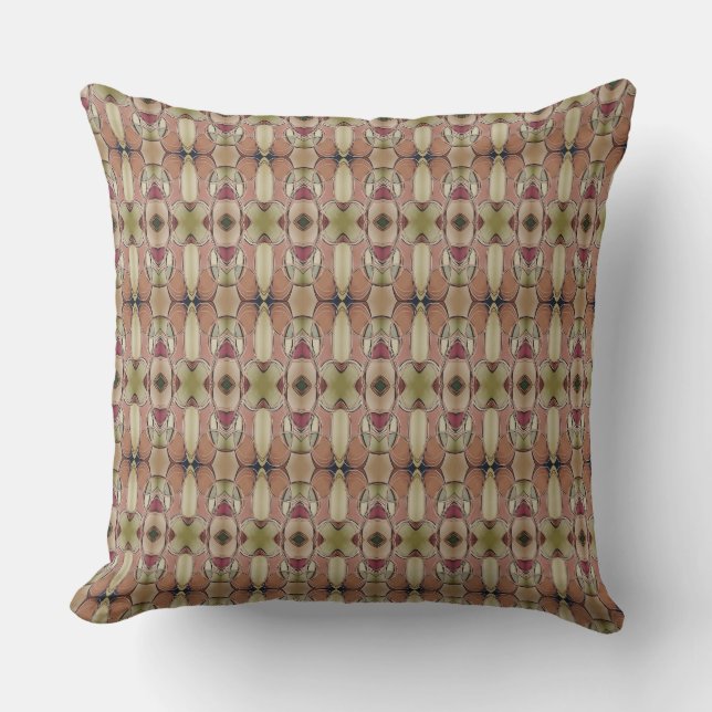 Burgundy and Lime Green Patterned Designed Outdoor Pillow (Front)