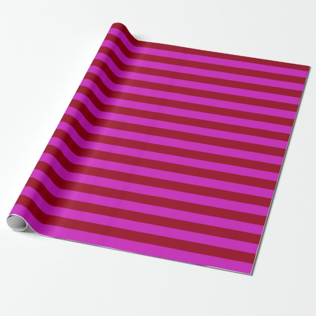 Burgundy and Magenta Stripes Wrapping Paper (Unrolled)