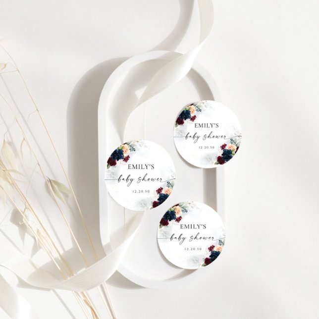 Burgundy and Navy Baby Shower Favour Tag (Creator Uploaded)