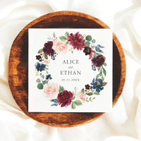 Burgundy And Navy Blue Floral Wedding