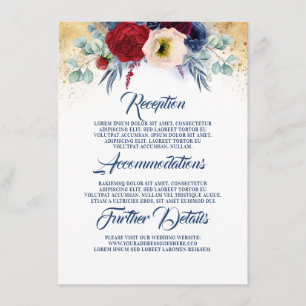 Burgundy and Navy Blue Wedding Information Guest Enclosure Card