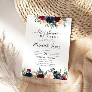 Burgundy and Navy Bridal Shower Invitation