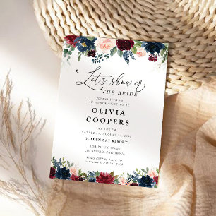 Burgundy and Navy Bridal Shower Invitation