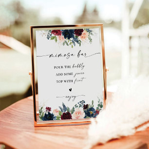 Burgundy and Navy Bridal Shower Mimosa Bar Sign