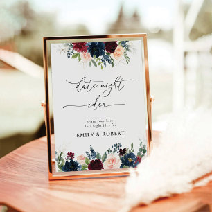 Burgundy and Navy Date Night Idea Sign