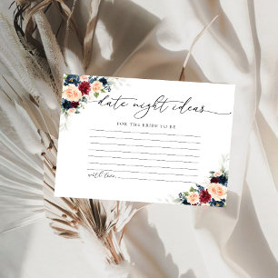 Burgundy and Navy Date Night Ideas Card