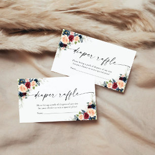 Burgundy and Navy Diaper Raffle Card
