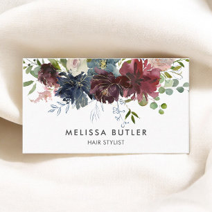 Burgundy And Navy Floral Appointment Card