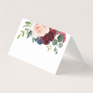 Burgundy and Navy Place Cards